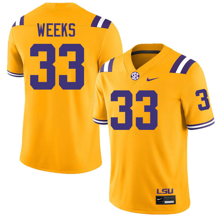 #33 West Weeks LSU Tigers Jersey,Louisiana State University Tigers Football Jersey-Gold #33 West Weeks LSU Tigers Jersey,Louisiana State University Tigers Football Jersey-Gold